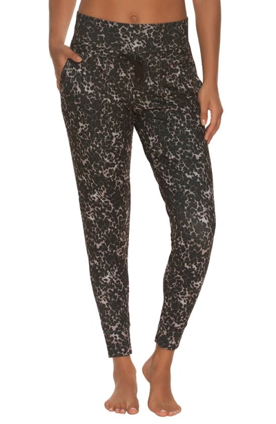 Felina Velvety Soft Joggers In Black Tea Leopard