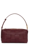 Bottega Veneta Cassette Intrecciato Leather Shoulder Bag In Barolo-gold