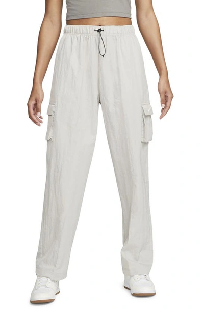 Nike Sportswear Essential Women's High-rise Woven Cargo Pants In Light Iron Ore,white