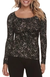 Felina Velvety Soft Scoop Neck Top In Black Tea Leopard