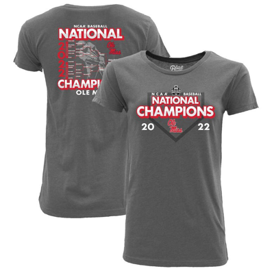 Blue 84 Baseball College World Series Champions Schedule T-shirt In Heathered Gray