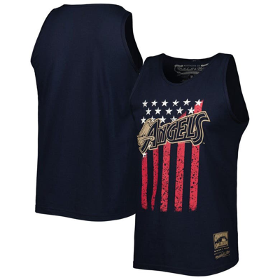 Mitchell & Ness Men's  Navy Los Angeles Angels Cooperstown Collection Stars And Stripes Tank Top