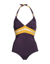 VACANZE ITALIANE VACANZE ITALIANE WOMAN ONE-PIECE SWIMSUIT DARK PURPLE SIZE 10 POLYAMIDE, ELASTANE