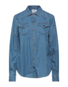 MERCI ..,MERCI WOMAN DENIM SHIRT BLUE SIZE S COTTON