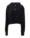 NIKE NIKE NIKE SPORTSWEAR WOMEN'S VELOUR PULLOVER HOODIE WOMAN SWEATSHIRT BLACK SIZE L COTTON, POLYESTER,