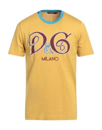 Dolce & Gabbana Yellow Logo Crew Neck Short Sleeves T-shirt