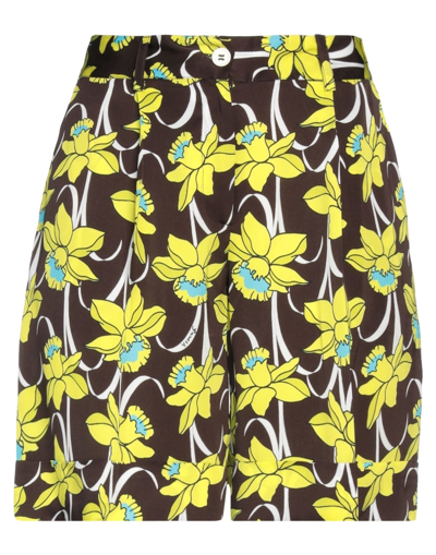 P.a.r.o.s.h Flower Pattern Viscose Shorts In Yellow