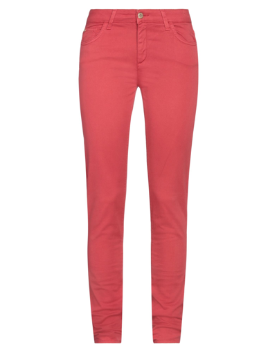 Trussardi Jeans Woman Pants Brick Red Size 26 Cotton, Elastane