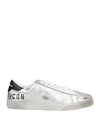 DSQUARED2 DSQUARED2 WOMAN SNEAKERS SILVER SIZE 6 CALFSKIN