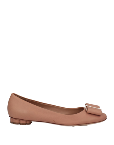 Ferragamo Ballet Flats In Brown
