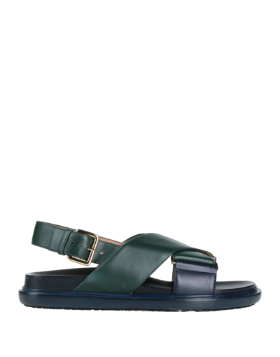 Marni Woman Sandals Dark Green Size 5 Soft Leather