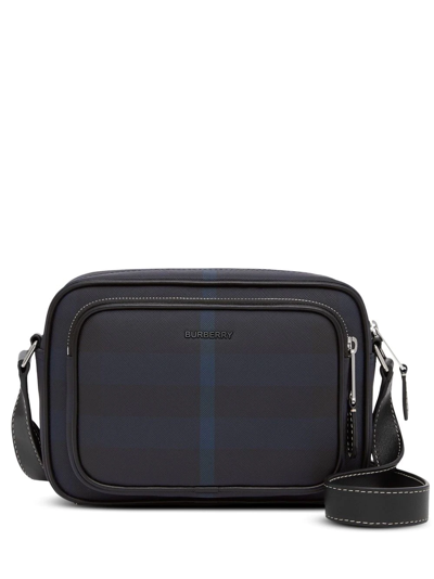 Burberry Exaggerated Check-print Crossbody Bag In Blue