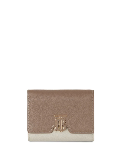 Burberry Tri-tone Grained-effect Wallet In Neutrals