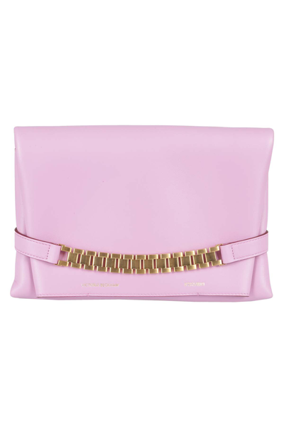 Victoria Beckham Leather Chain-link Clutch Bag In Lilac