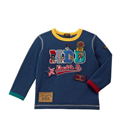 Miki House Embroidered Long-sleeved T-shirt (1-3 Years) In Navy