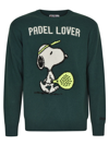 Mc2 Saint Barth Crewneck Sweater Snoopy Padel Lover Sweater In Green