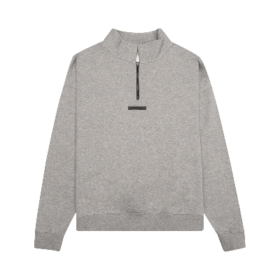 Pre-owned Essentials Fear Of God  Mockneck Half Zip 'oatmeal' In Grey