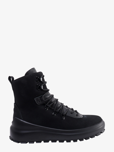 Stone Island Suede Leather Lace-up Ankle Boots In Black