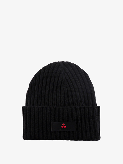 Peuterey Logo-patch Ribbed Hat In Black