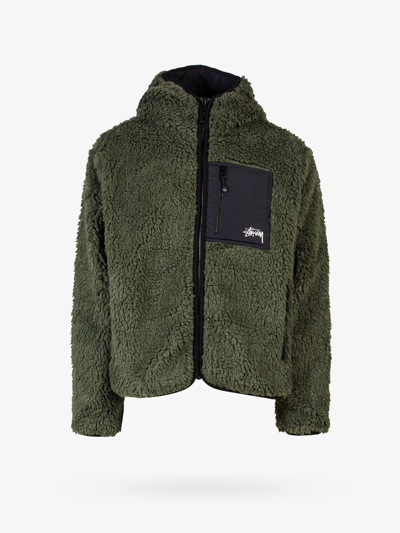 Stussy Reversible Olive Green Fleece Jacket