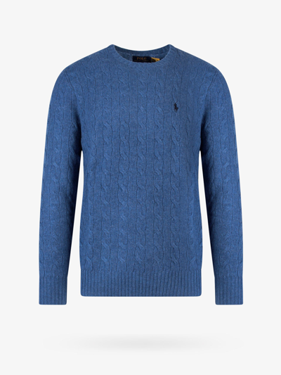 Polo Ralph Lauren Blue Wool Blend Sweater In Light Blue