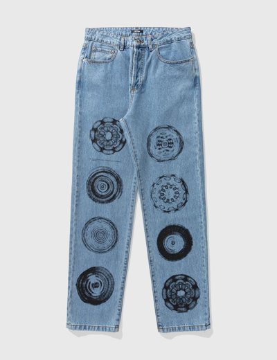 Msftsrep 21cm Baggy Printed Cotton Denim Jeans In Blue
