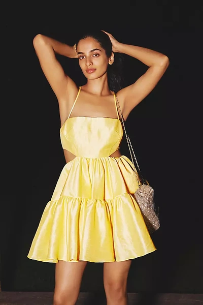 Anthropologie Helen O'conner Solar Flair Mini Dress In Yellow | ModeSens