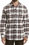 Rainforest Heavyweight Brushed Flannel Shirt In White/ Brown Plaid