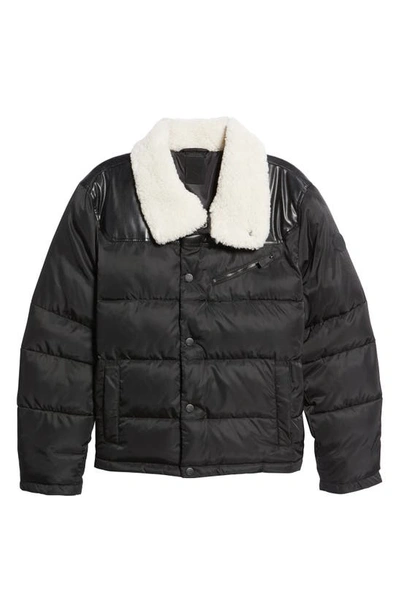 Noize Vroni Mixed Media Puffer Jacket In Black