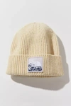 The North Face Tnf Logo Box Cuffed Beanie In Beige
