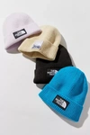 The North Face Tnf Logo Box Cuffed Beanie In Pale Blue