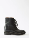Chloé Noua Blanket-stitched Leather Ankle Boots In Black
