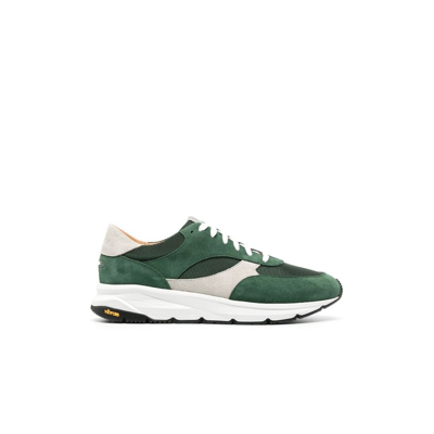 Unseen Footwear Green Rozel Panelled Suede Sneakers In Olive/grey/white