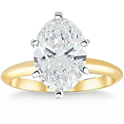 Pompeii3 3.13ct Oval Certified Diamond 14k Gold Solitaire Engagement Ring Lab Grown In Multi