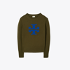Tory Sport Tory Burch Cashmere Logo Crewneck In Winter Olive