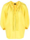 Proenza Schouler Gathered-detail Tie-fastening Blouse In Yellow
