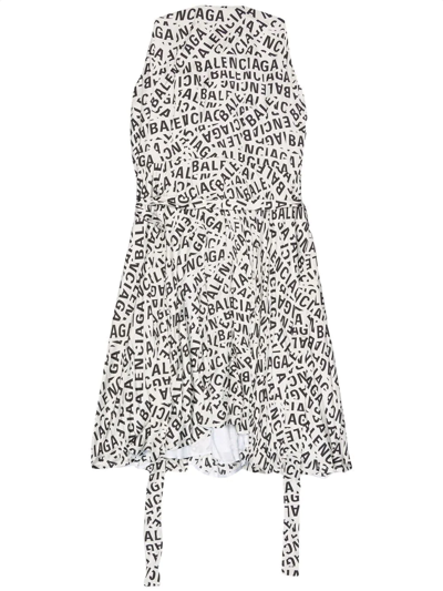 Balenciaga Logo-print Midi Dress In Grey