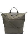 Longchamp Le Pliage Green Expandable Holdall In Green