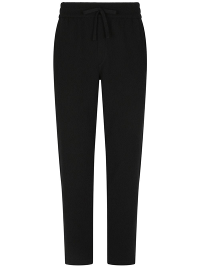 Dolce & Gabbana Dg Logo Cashmere-blend Track Trousers In Black