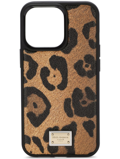 Dolce & Gabbana Leopard-print Iphone 13 Case In Braun