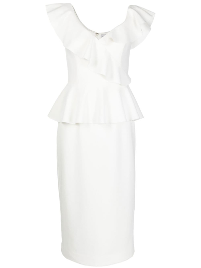Rebecca Vallance Grace Ruffle-trim Midi Dress In White