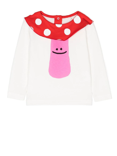 Stella Mccartney Mushroom-print Long-sleeved Cotton-jersey T-shirt 3-36 Months In White