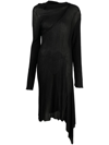 Marques' Almeida Draped Ribbed Recycled Cotton Dress In Schwarz