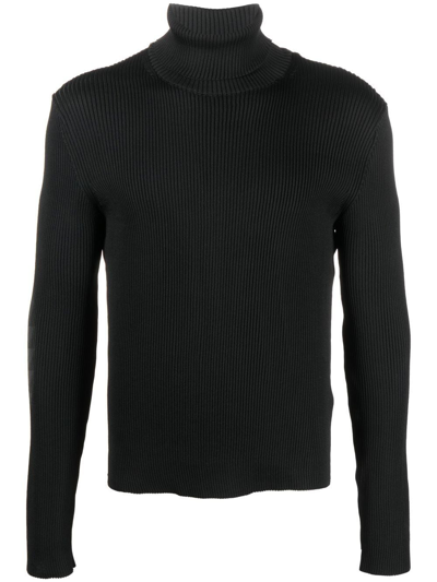 Walter Van Beirendonck Ribbed Roll-neck Jumper In Schwarz