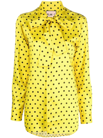 Plan C Polka-dot Print Blouse In Gelb