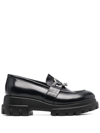 Agl Attilio Giusti Leombruni Monique Chunky Sole Leather Loafers In Schwarz