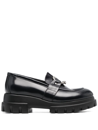 Agl Attilio Giusti Leombruni Monique Chunky Sole Leather Loafers In Black