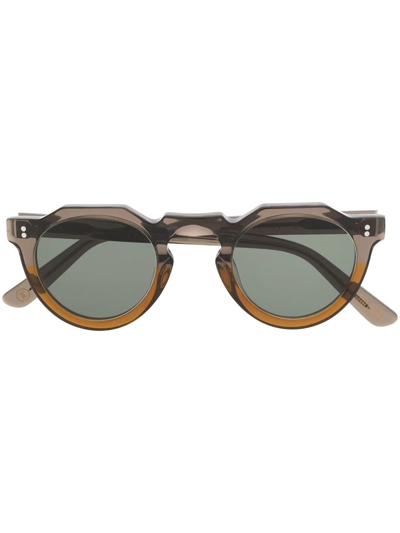 Lesca Tinted Round-frame Sunglasses In Braun