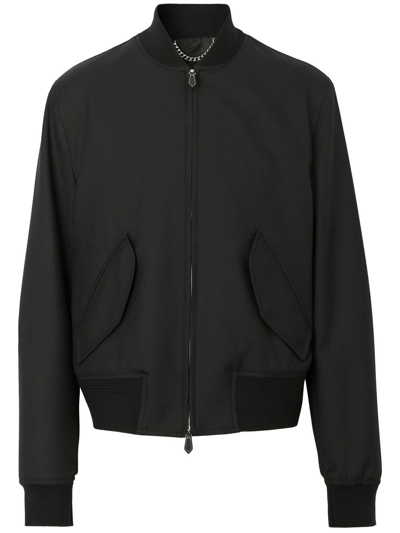 Burberry Wool Harrington Jacket In Black