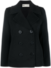 Tory Burch Double-breasted Short Peacoat In Black